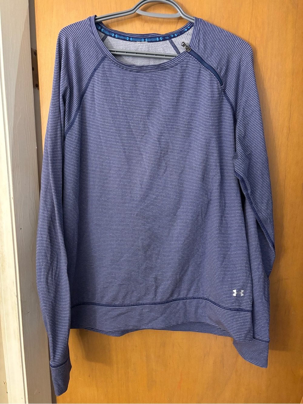 Under Armour Navy Blue Thin-Striped Long Sleeve Crew